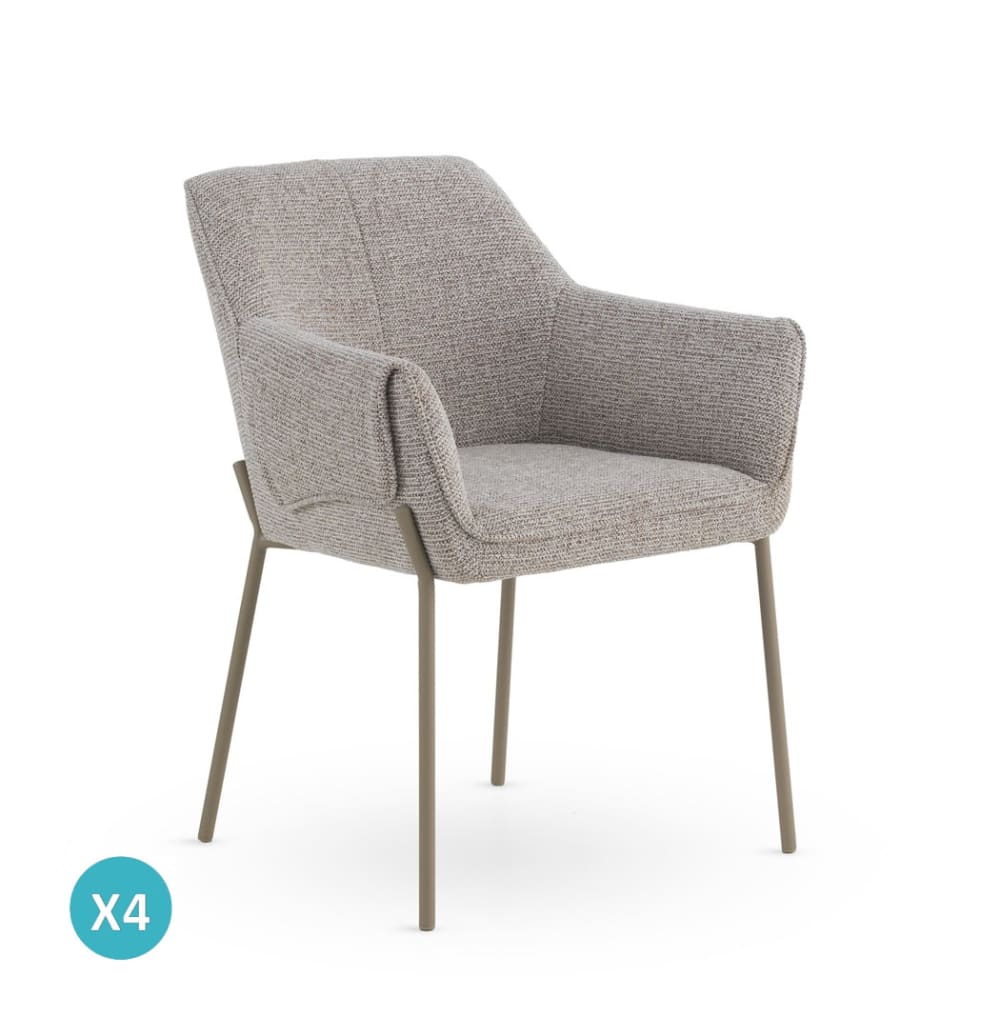 Wohnli Möbelsuche - 4er-Set Sessel mit braunem Chenille-Bezug