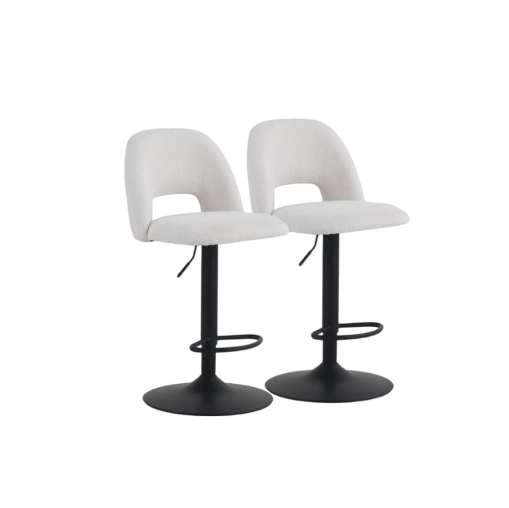 Wohnli Möbelsuche - 2er-Set Hocker mit cremefarbenem Chenille-Bezug