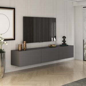 wohnli-moebel-suche-M26022234-1 Hängender TV-Schrank mit Schränken 150 cm Anthrazitgrau 150x30x32cm Spanplatte Grau Concept Usine Möbel Wohnzimmermöbel TV-Möbel
