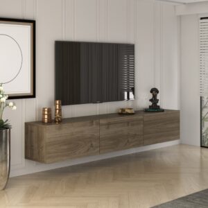 wohnli-moebel-suche-M26022270-1 Hängender TV-Schrank mit Schränken 150 cm Nussbaum 150x30x32cm Spanplatte Braun Concept Usine Möbel Wohnzimmermöbel TV-Möbel