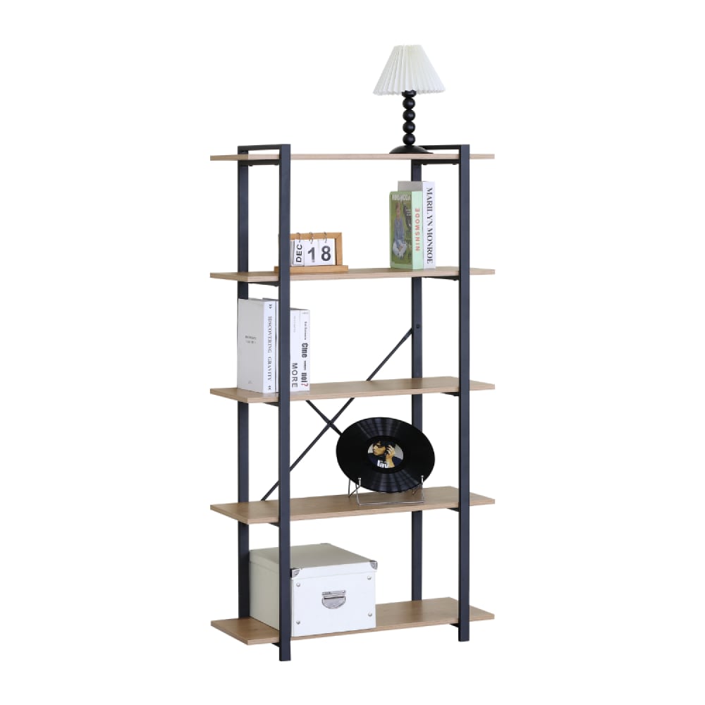 wohnli-moebel-suche-M26022276 Wohnli Möbelsuche - Regal mit 5 Ablageflächen 150 cm Eiche und Schwarz