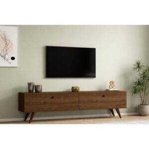 wohnli-moebel-suche-M26022282-1 TV-Möbel 160 cm mit zwei Schränken aus Nussbaumholz 160x40x25cm Spanplatte Braun Concept Usine Möbel Wohnzimmermöbel TV-Möbel