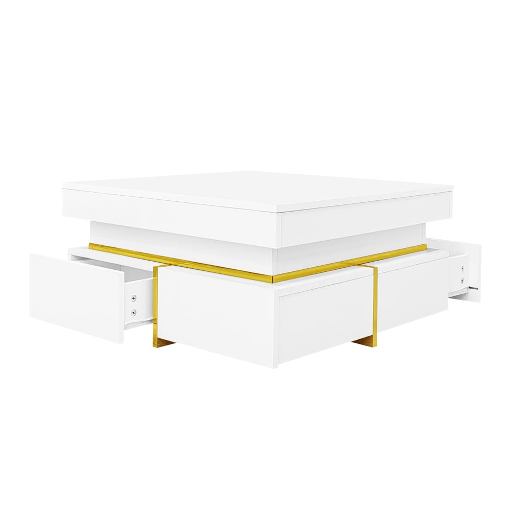 Wohnli Möbelsuche - Couchtisch aus Spanplatte mit 2 Schubladen 70x70x35