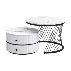 wohnli-moebel-suche-M26022314 Wohnli Möbelsuche - Couchtisch-Set aus MDF mit 2 Schubladen 60x60x46 cm