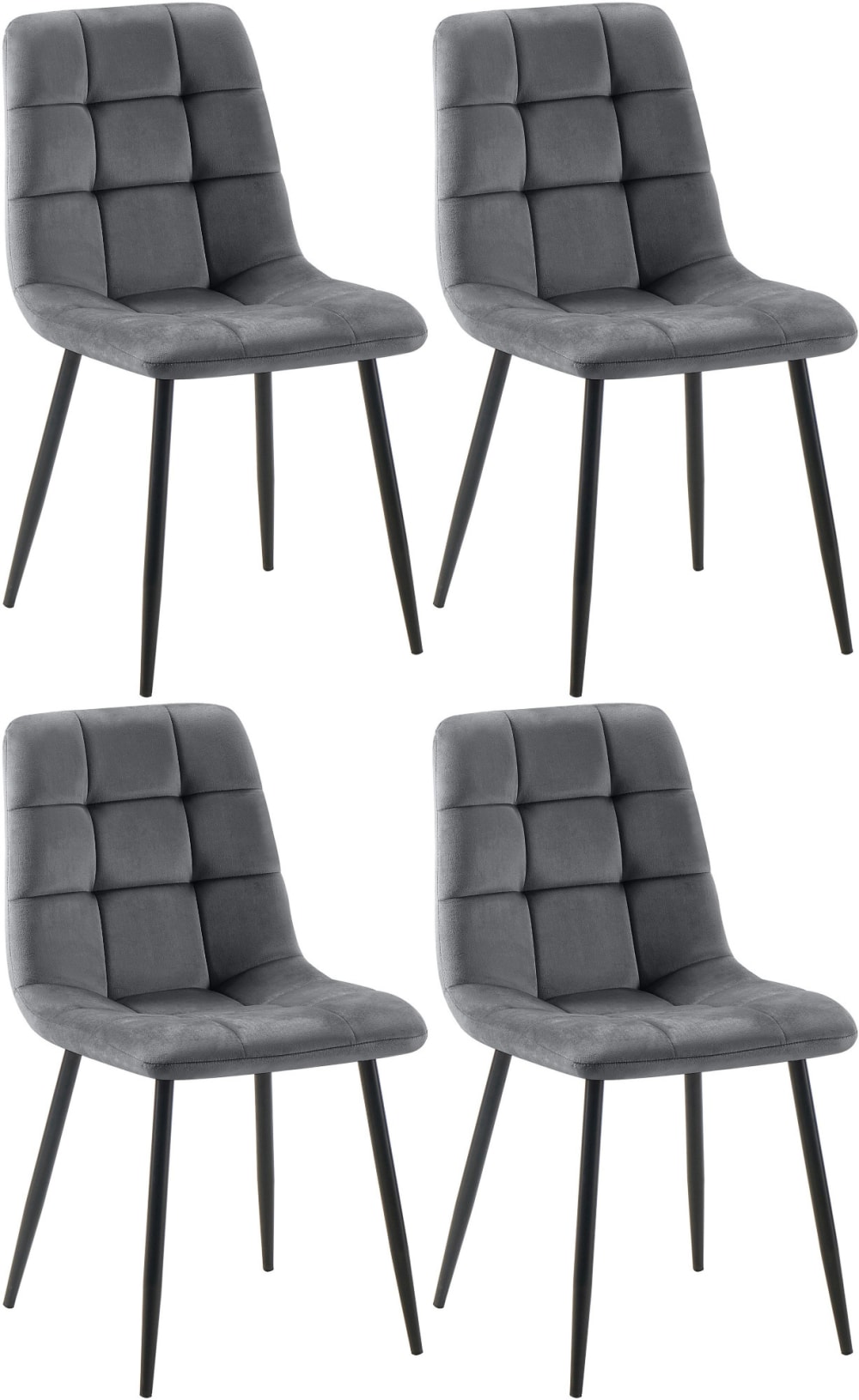 wohnli-moebel-suche-M26022550 Wohnli Möbelsuche - 4er Set Stühle gepolstert Metall-gestell Samt dunkelgrau