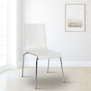 wohnli-moebel-suche-M26022551-1 Esszimmerstuhl mit Füßen aus Metall und Sitz aus Holz weiß 49x85x49cm Holz Weiß CLP Möbel Esszimmermöbel Stühle