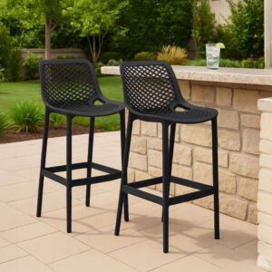 wohnli-moebel-suche-M26022552-1 2er Set wetterbeständiger Barhocker aus Kunststoff schwarz 53x105x45cm Harz Schwarz CLP Möbel Esszimmermöbel Barhocker