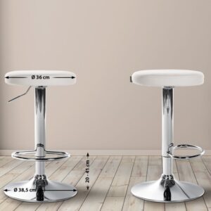 wohnli-moebel-suche-M26022560-1 Barhocker höhenverstellbar drehbar aus Kunstleder weiß 39x60x39cm PVC - Polyvinlychlorid Weiß CLP Möbel Esszimmermöbel Barhocker