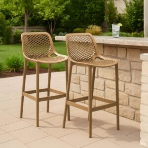 wohnli-moebel-suche-M26022569-1 2er Set wetterbeständiger Barhocker aus Kunststoff schlamm 53x105x45cm Harz Beige CLP Möbel Esszimmermöbel Barhocker