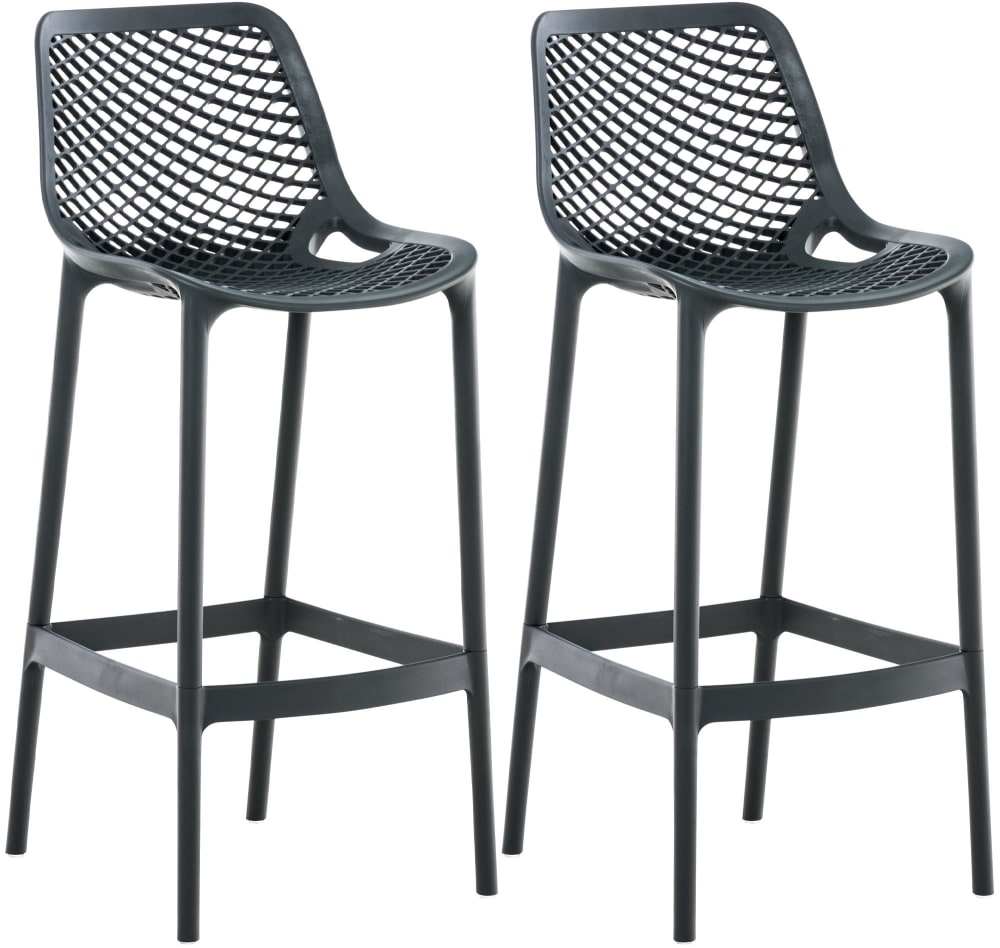 wohnli-moebel-suche-M26022570 Wohnli Möbelsuche - 2er Set wetterbeständiger Barhocker aus Kunststoff dunkelgrau