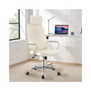 wohnli-moebel-suche-M26022576-1 Bürostuhl höhenverstellbar drehbar aus Kunstleder creme 67x117x60cm PVC - Polyvinlychlorid Beige CLP Möbel Büromöbel Bürostühle