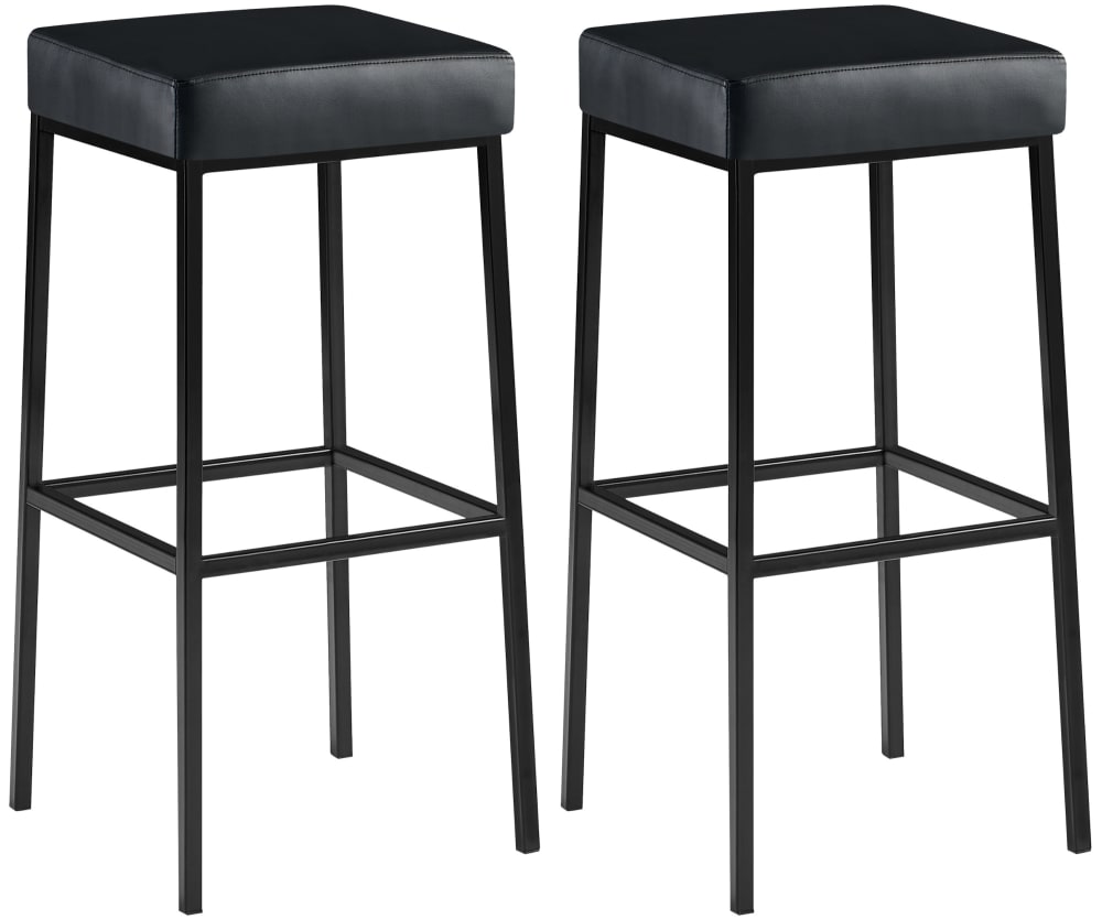 Wohnli Möbelsuche - 2er set Barhocker mit Metall-Gestell aus Kunstleder schwarz