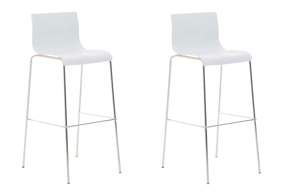 Wohnli Möbelsuche - 2er Set Barhocker mit Metall-gestell und sitz aus Kunststoff weiß