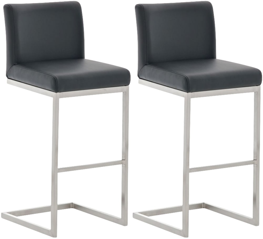 Wohnli Möbelsuche - 2er set Barhocker mit Metall-Gestell aus Kunstleder schwarz
