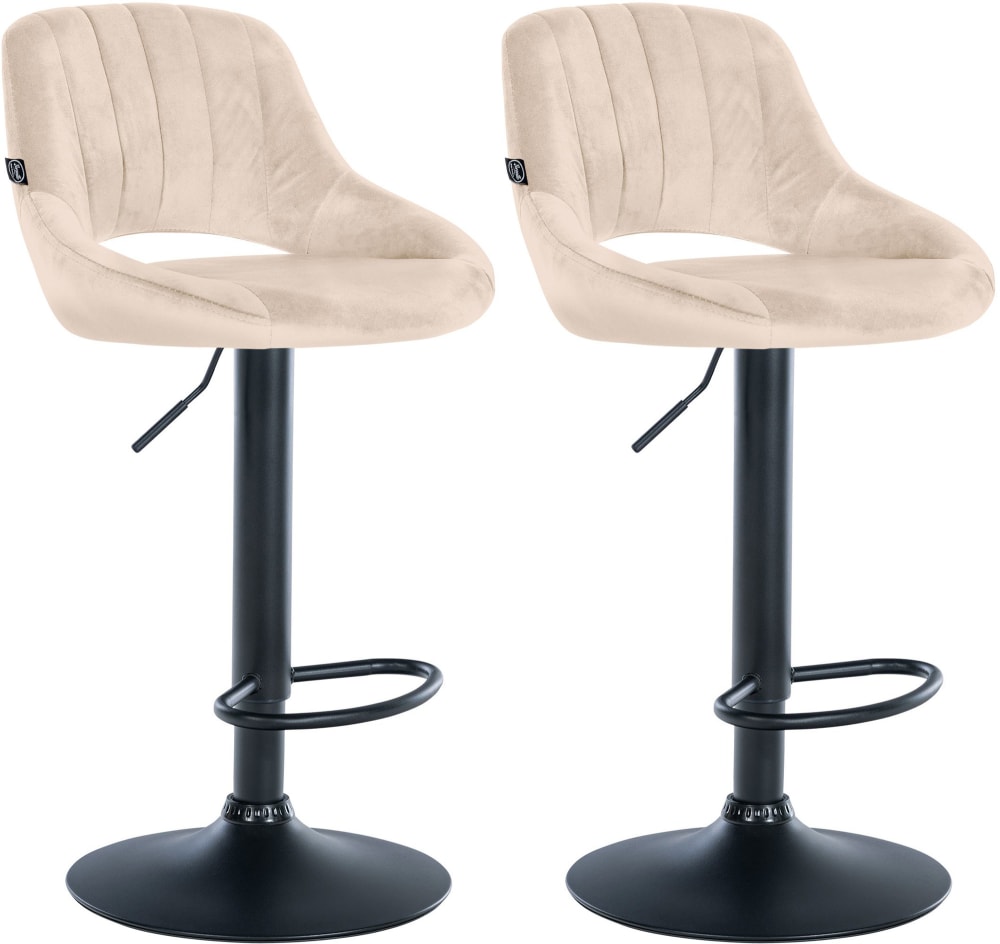 wohnli-moebel-suche-M26022604 Wohnli Möbelsuche - 2er Set Barhocker höhenverstellbar drehbar aus Samt creme