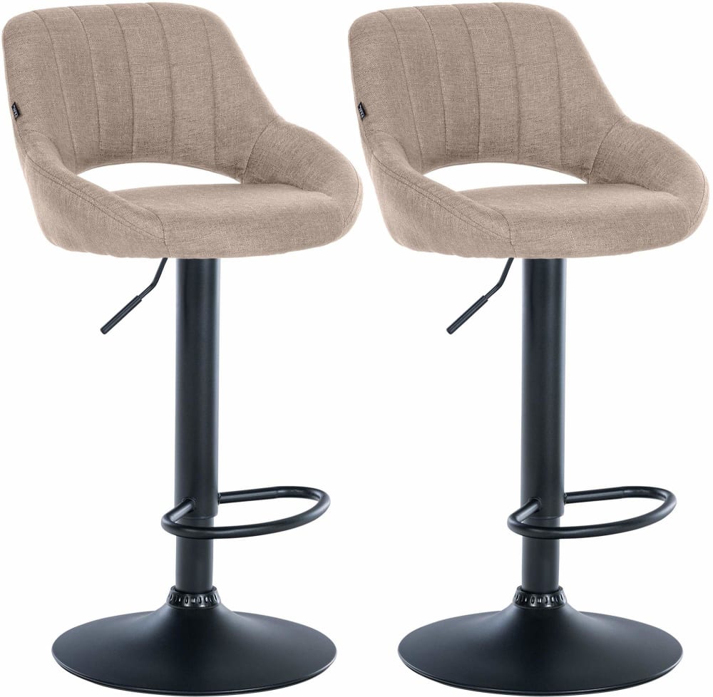 wohnli-moebel-suche-M26022606 Wohnli Möbelsuche - 2er Set Barhocker höhenverstellbar drehbar aus Stoff taupe
