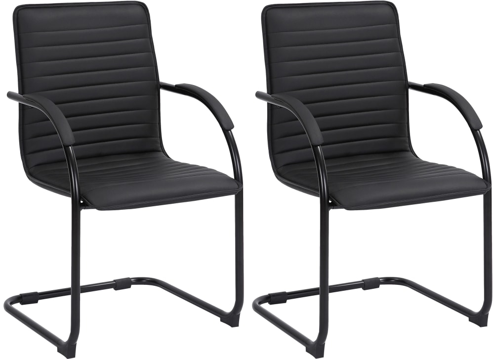 wohnli-moebel-suche-M26022608 Wohnli Möbelsuche - 2er Set Freischwinger mit Fußgestell aus Kunstleder schwarz/schwarz