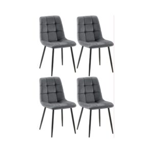wohnli-moebel-suche-M26022614 Wohnli Möbelsuche - 4er Set Stühle mit Metallgestell und Sitz aus Samt dunkelgrau