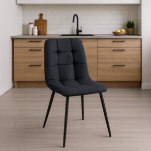 wohnli-moebel-suche-M26022624-1 4er Set Stühle gepolstert Metall-gestell Stoff schwarz 55x84x45cm Stoff Schwarz CLP Möbel Esszimmermöbel Stühle