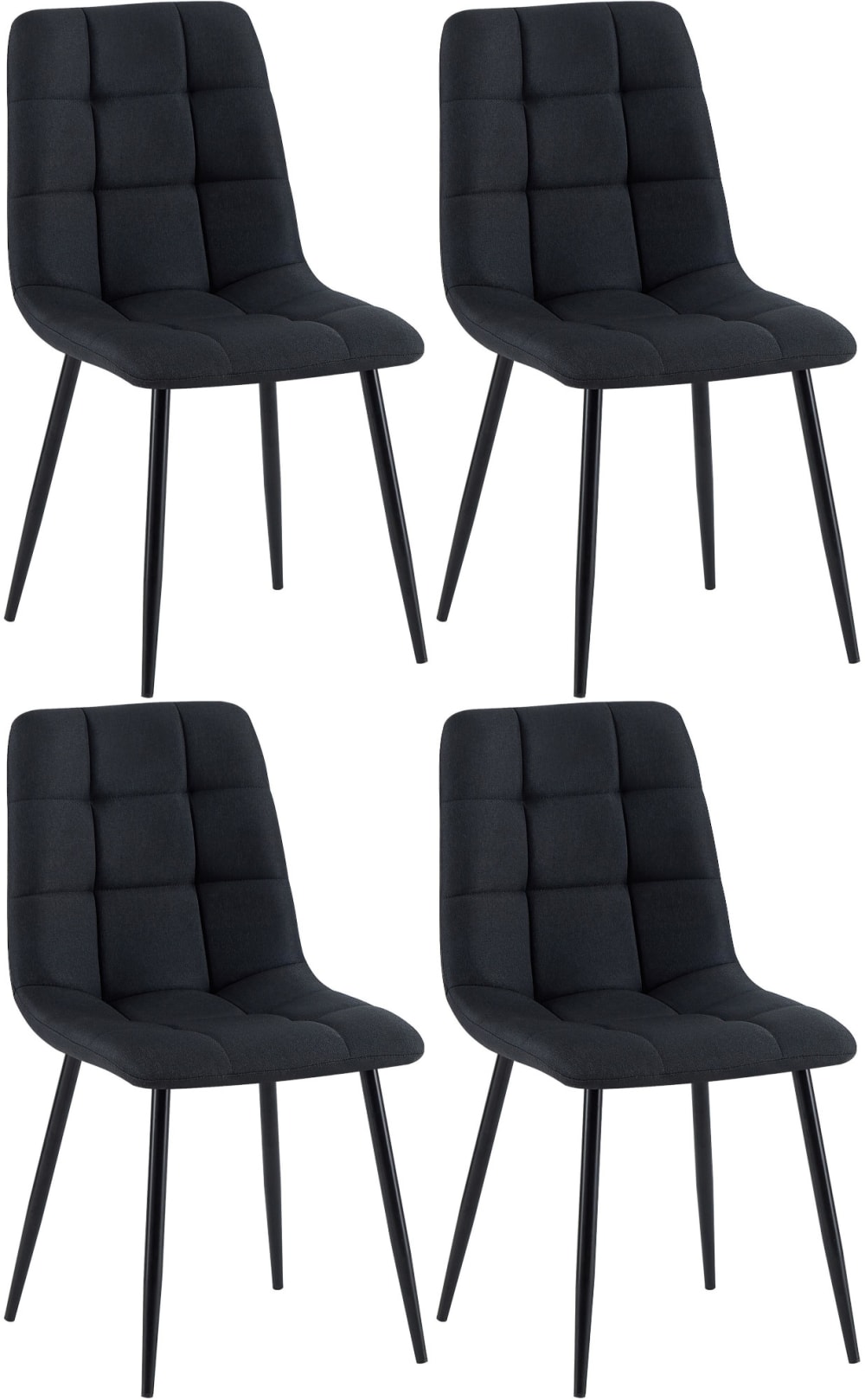 wohnli-moebel-suche-M26022624 Wohnli Möbelsuche - 4er Set Stühle gepolstert Metall-gestell Stoff schwarz