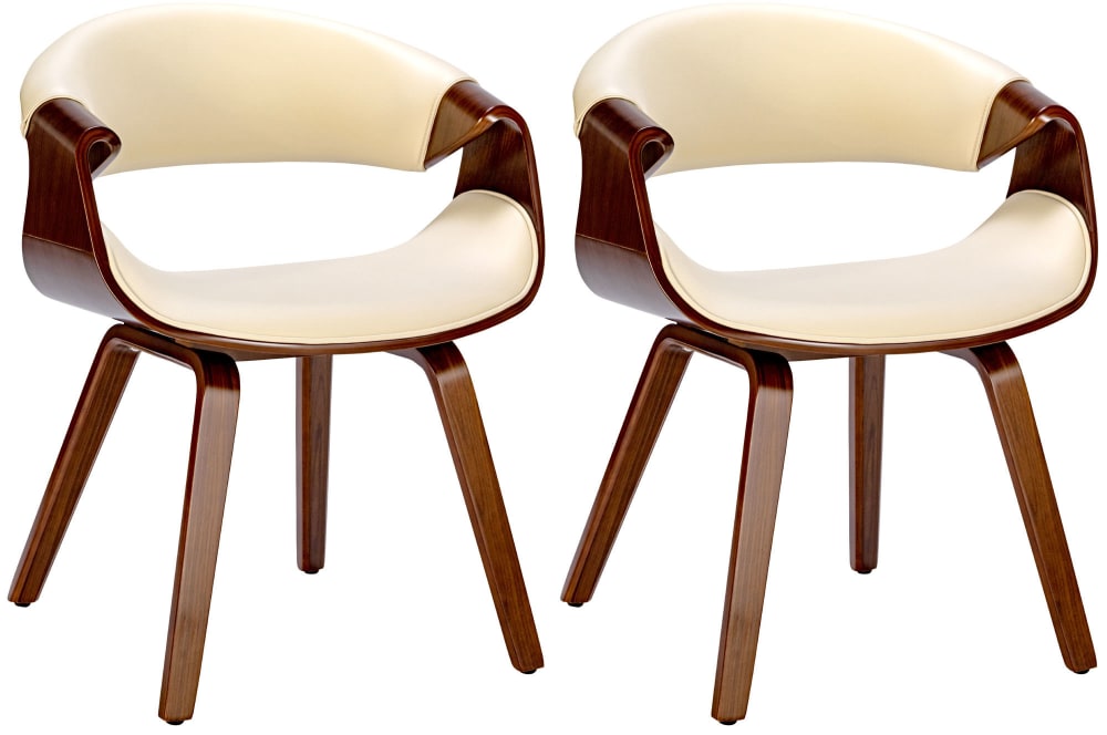 wohnli-moebel-suche-M26022625 Wohnli Möbelsuche - 2er Set Esszimmerstühle Sitz aus Kunstleder walnuss/creme