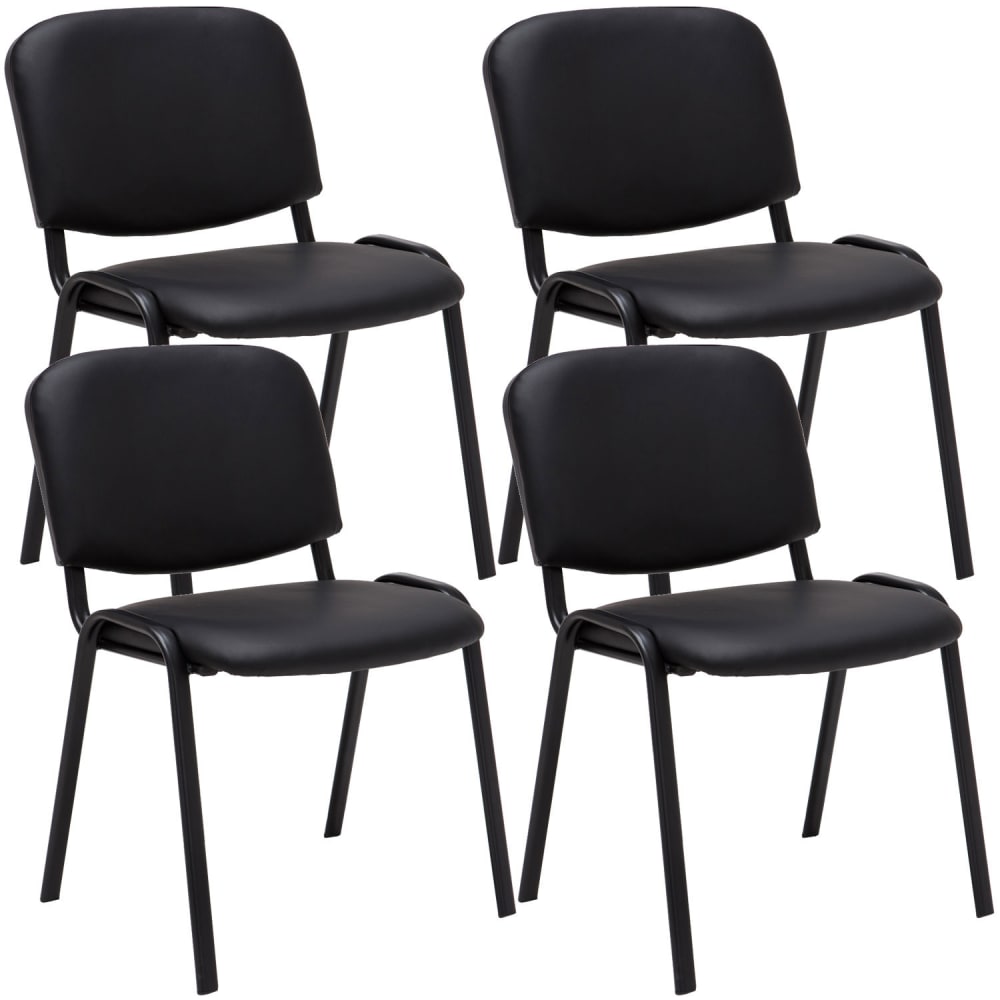 wohnli-moebel-suche-M26022627 Wohnli Möbelsuche - 4er Set Besucherstühle mit Metallgestell aus Kunstleder schwarz