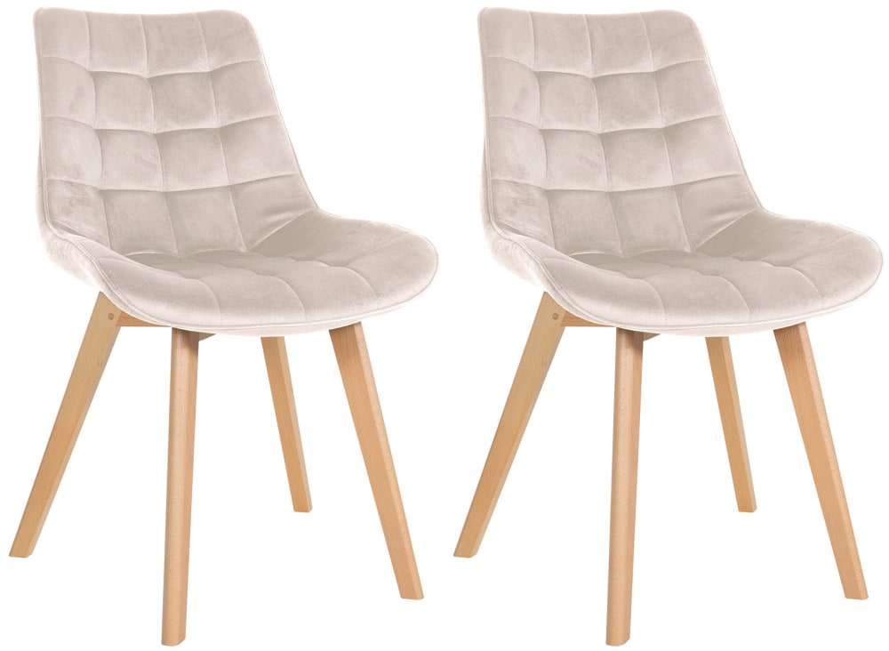 wohnli-moebel-suche-M26022629 Wohnli Möbelsuche - 2er Set Esszimmerstühle mit Sitz aus Samt creme