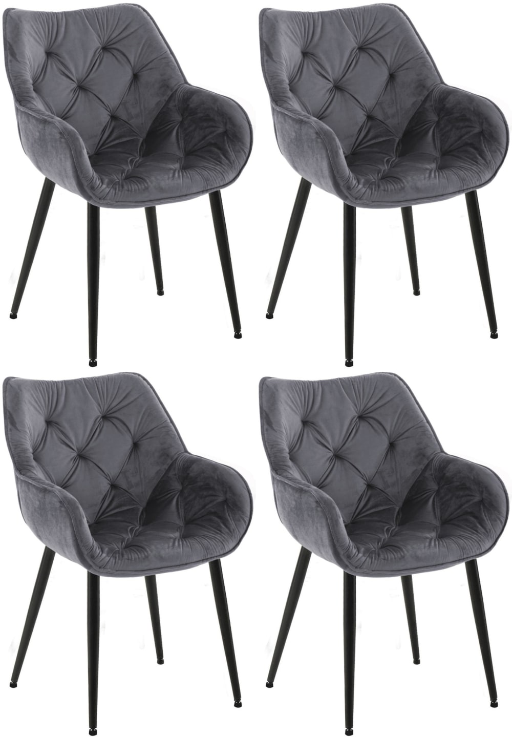 wohnli-moebel-suche-M26022630 Wohnli Möbelsuche - 4er Set Stühle mit Metallgestell und Sitz aus Samt dunkelgrau