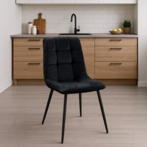 wohnli-moebel-suche-M26022635-1 4er Set Stühle gepolstert Metall-gestell Samt schwarz 55x84x45cm Samt Schwarz CLP Möbel Esszimmermöbel Stühle
