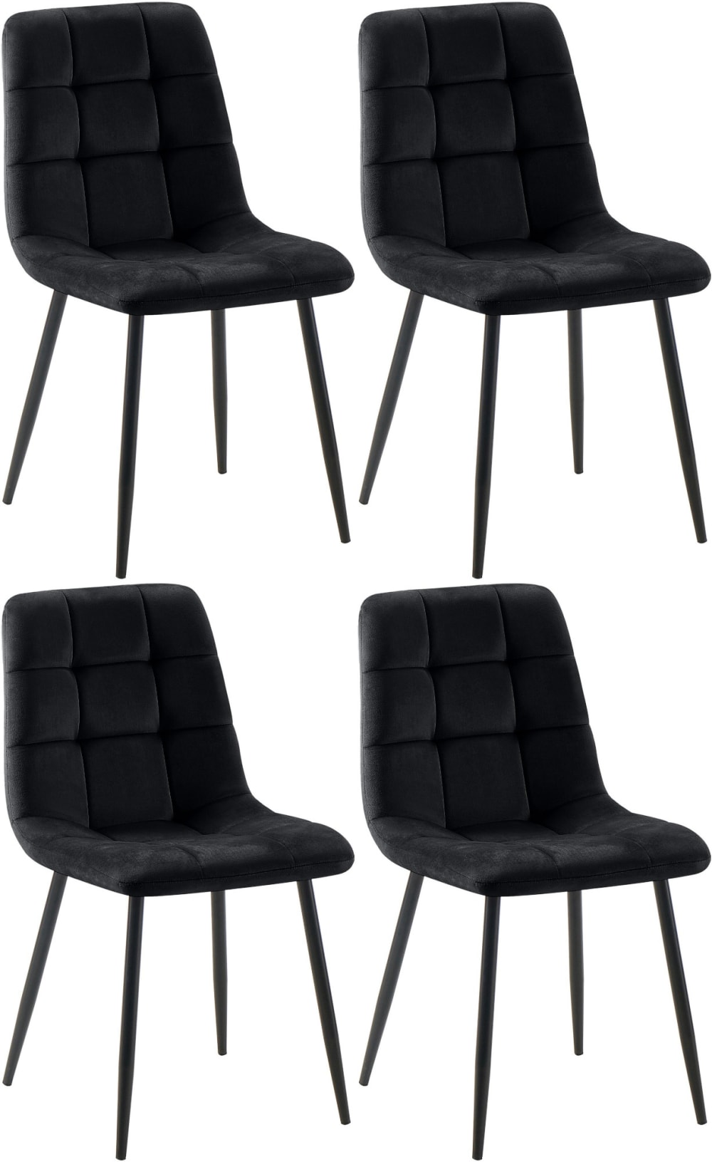 wohnli-moebel-suche-M26022635 Wohnli Möbelsuche - 4er Set Stühle gepolstert Metall-gestell Samt schwarz