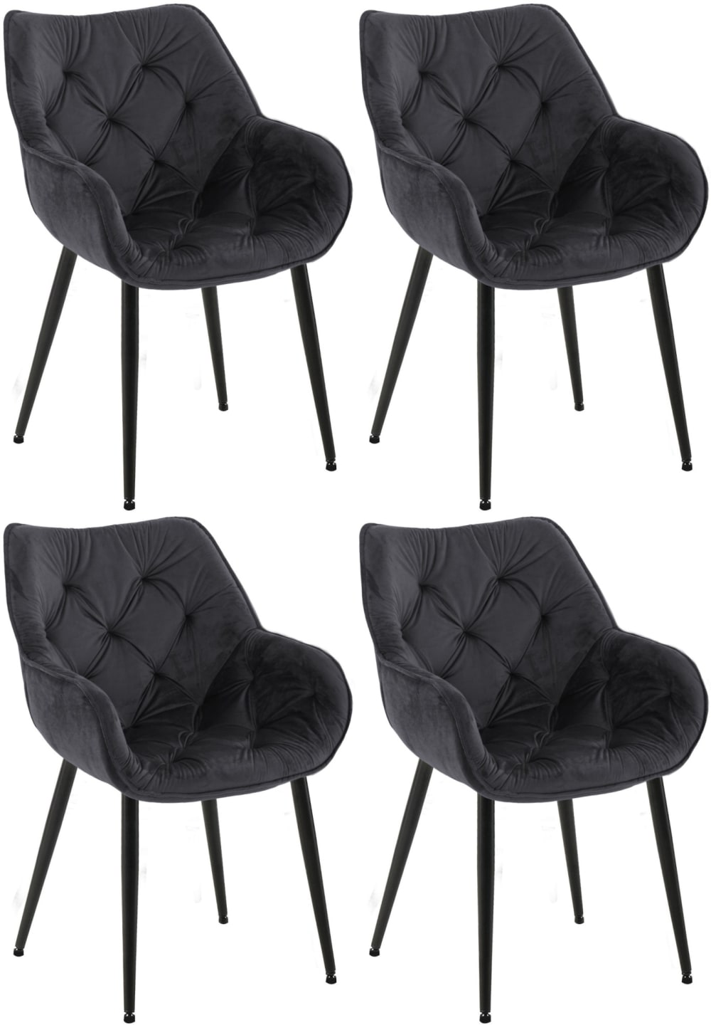 wohnli-moebel-suche-M26022642 Wohnli Möbelsuche - 4er Set Stühle mit Metallgestell und Sitz aus Samt schwarz