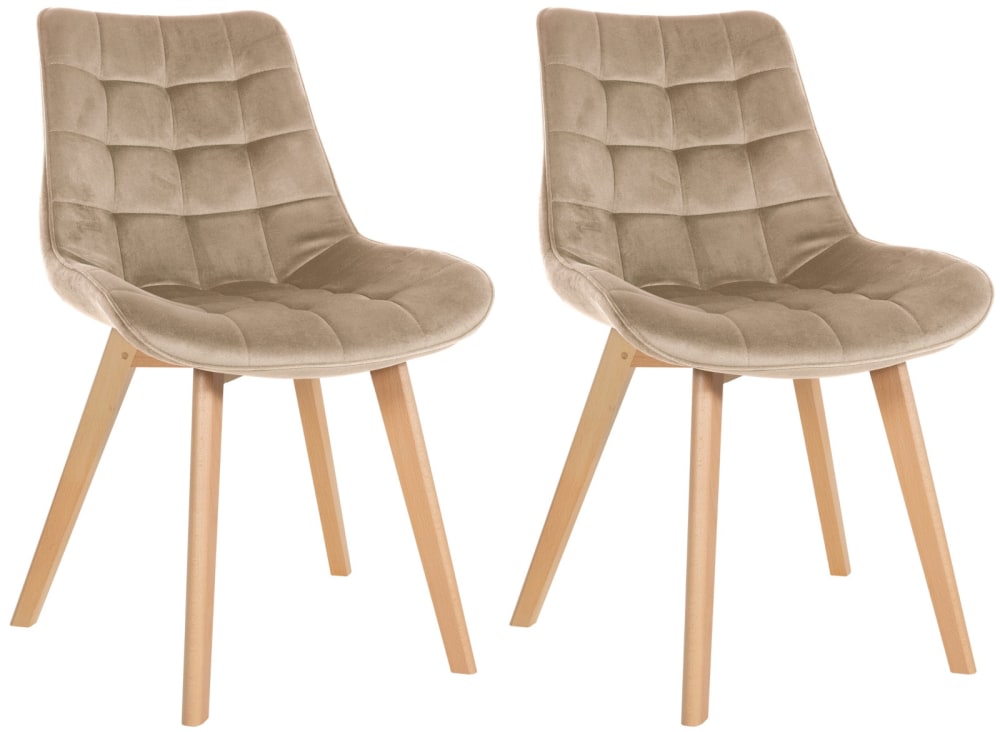 wohnli-moebel-suche-M26022645 Wohnli Möbelsuche - 2er Set Esszimmerstühle mit Sitz aus Samt braun