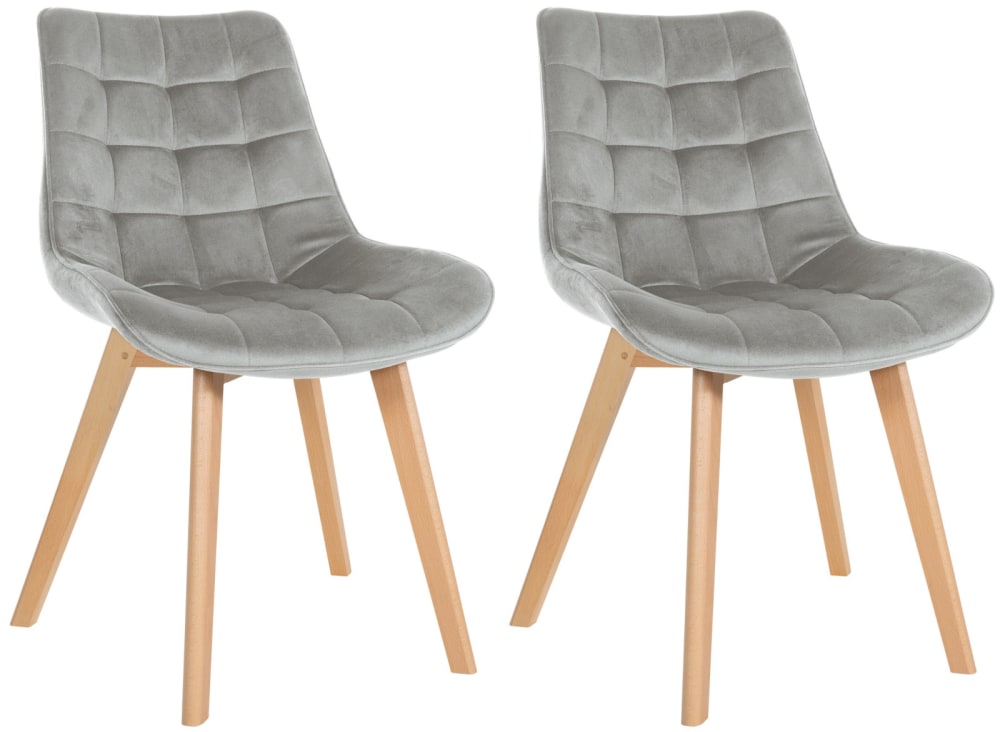 wohnli-moebel-suche-M26022646 Wohnli Möbelsuche - 2er Set Esszimmerstühle mit Sitz aus Samt grau