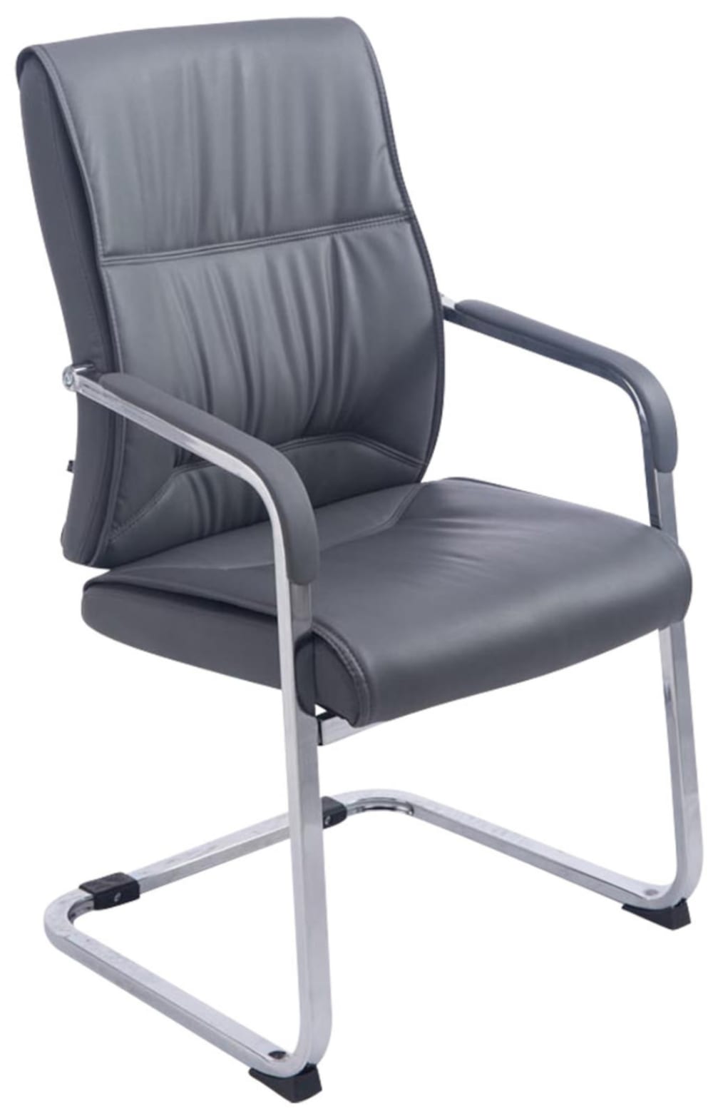wohnli-moebel-suche-M26022650-1 2er Set Freischwinger mit Metallgestell Sitz aus Kunstleder grau 58x102x65cm PVC - Polyvinlychlorid Grau CLP Möbel Esszimmermöbel Stühle