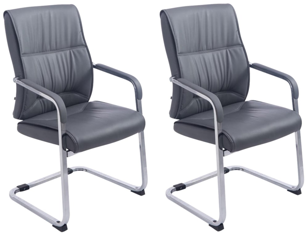 wohnli-moebel-suche-M26022650 Wohnli Möbelsuche - 2er Set Freischwinger mit Metallgestell Sitz aus Kunstleder grau