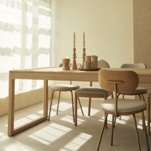 wohnli-moebel-suche-M26022723-1 Ausziehbarer Tisch aus massiver Eiche 6-12 Pers. 260x76x90cm Holz Beige Tikamoon Möbel Esszimmermöbel Esstische