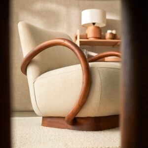 wohnli-moebel-suche-M26022725-1 Drehsessel aus massivem Mindiholz mit naturfarbenem Stoffbezug 71x77x90cm Stoff Beige Tikamoon Sofas und Sessel Sessel, Poufs und Fußbänke Sessel