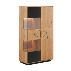 Wohnli Möbelsuche - Vitrine mit Glastür aus Massivholz 83x39x147cm