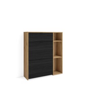 wohnli-moebel-suche-M26022968 Wohnli Möbelsuche - Schuhschrank Holzeffekt Eiche und Schwarz 90x27x102cm