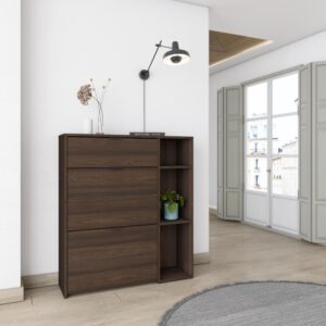 wohnli-moebel-suche-M26022969-1 Schuhschrank Holzeffekt Eiche dunkel 90x27x102cm 90x102x27cm Spanplatte Braun Skraut home Möbel Flurmöbel Schuhschränke