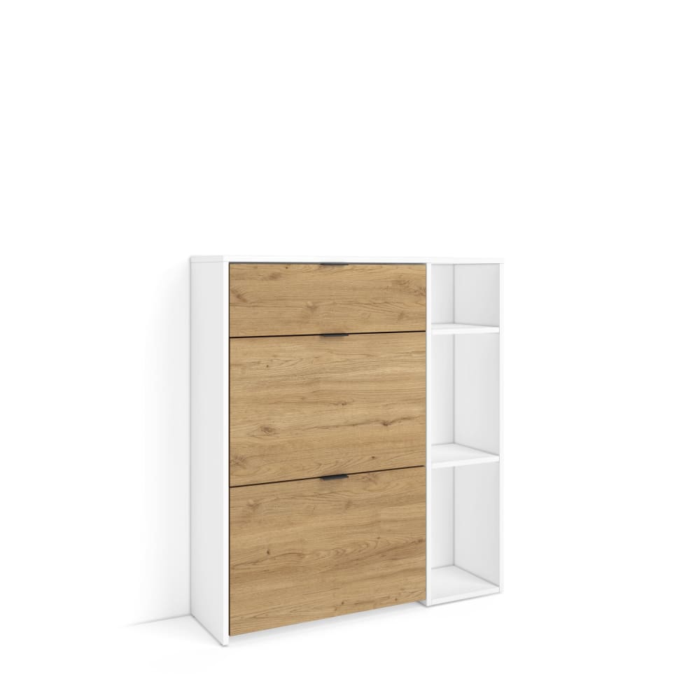 wohnli-moebel-suche-M26022984 Wohnli Möbelsuche - Schuhschrank Holzeffekt Weiß und Eiche 90x27x102cm