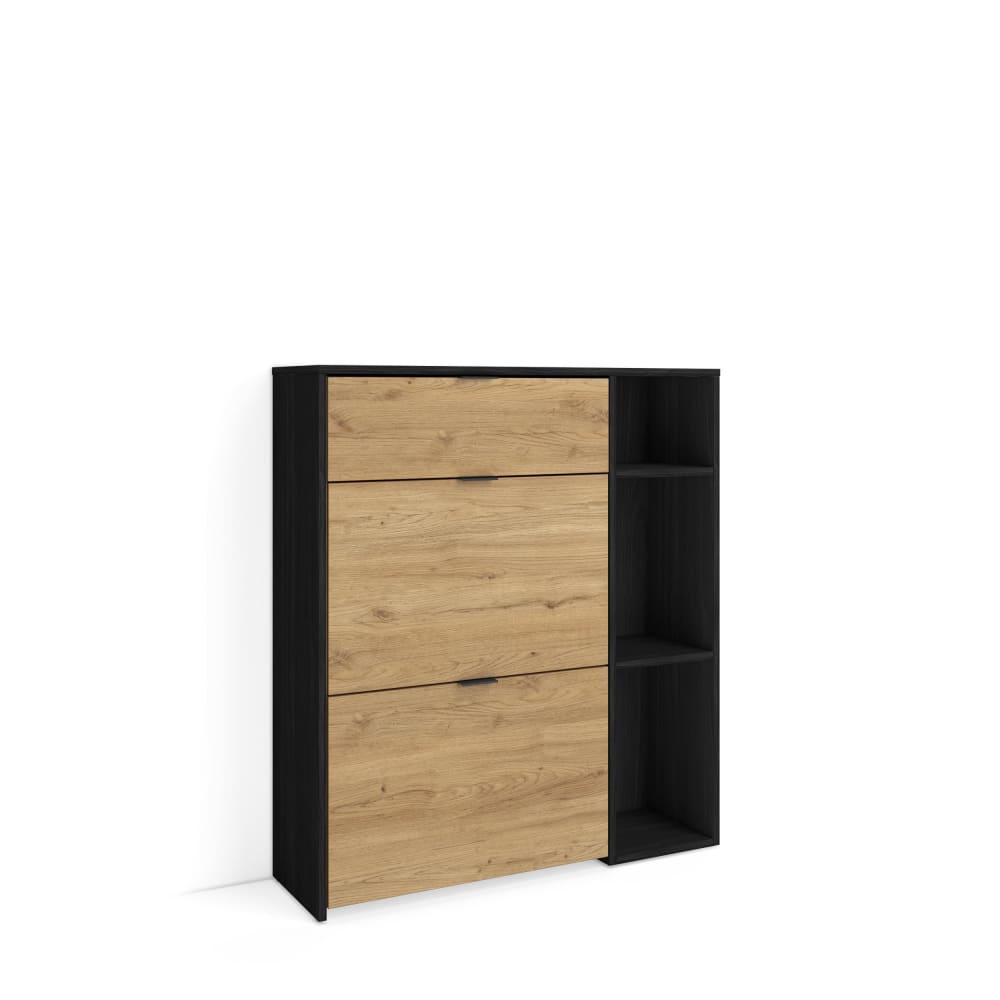 wohnli-moebel-suche-M26022988 Wohnli Möbelsuche - Schuhschrank Holzeffekt Schwarz und Eiche 90x27x102cm
