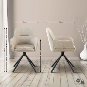 wohnli-moebel-suche-M26023036-1 Esszimmerstuhl drehbar aus Stoff taupe 59x84x58cm Stoff Taupe CLP Möbel Esszimmermöbel Stühle