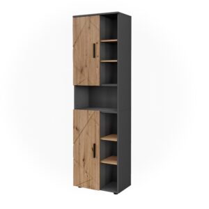wohnli-moebel-suche-M26023051 Wohnli Möbelsuche - Hochschrank mit 2 Türen Anthrazit/Goldkraft Eiche 50x172cm