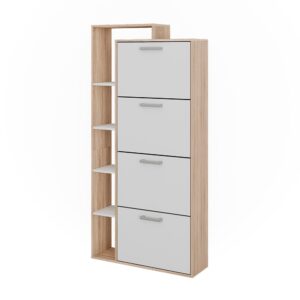 wohnli-moebel-suche-M26023059 Wohnli Möbelsuche - Schuhkipper mit 4 Fächern Weiß/Sonoma 80x166.1cm