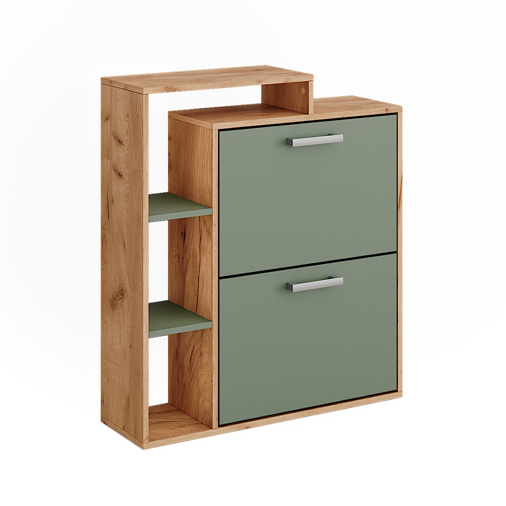 wohnli-moebel-suche-M26023064 Wohnli Möbelsuche - Schuhkipper Goldkraft Eiche/Grün 80x90cm
