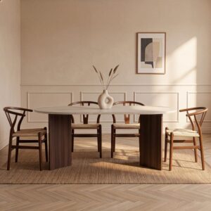 wohnli-moebel-suche-M26023189-1 Esstisch mit abgerundeten Kanten L180 cm - Travertindekor 180x75x90cm Spanplatte Beige Calicosy Möbel Esszimmermöbel Esstische