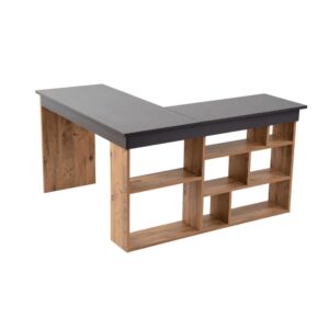 wohnli-moebel-suche-M26023843 Wohnli Möbelsuche - Eckschreibtisch mit 8 Fächern L130 cm - Anthrazitgrau