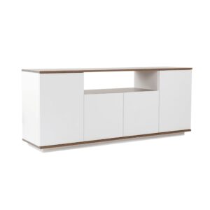 wohnli-moebel-suche-M26023848 Wohnli Möbelsuche - Buffet mit 4 Türen und 1 zentraler Nische L180 cm - Weiß und Holzdekor