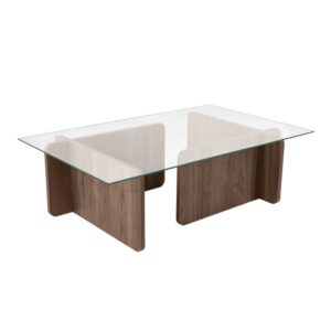 wohnli-moebel-suche-M26023885 Wohnli Möbelsuche - Couchtisch mit Tischplatte aus gehärtetem Glas L105 cm - Nussbaumdekor